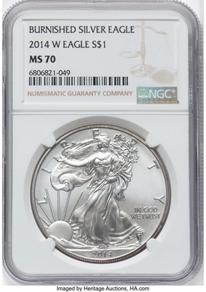 image for: 2014-W $1 Silver Eagle, Burnished MS70 NGC....