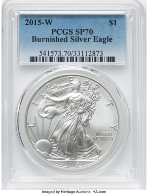 image for: 2015-W $1 Silver Eagle, Burnished SP70 PCGS....