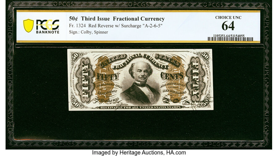 image for: Fr. 1324 50¢ Third Issue Spinner PCGS Banknote Choice Unc 64....