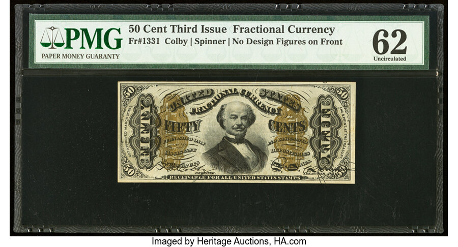 image for: Fr. 1331 50¢ Third Issue Spinner PMG Uncirculated 62....