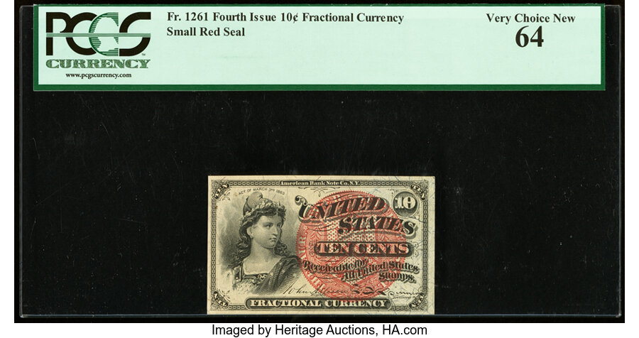 image for: Fr. 1261 10¢ Fourth Issue PCGS Very Choice New 64....