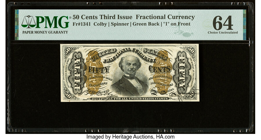 image for: Fr. 1341 50¢ Third Issue Spinner Type II PMG Choice Uncirculated 64....
