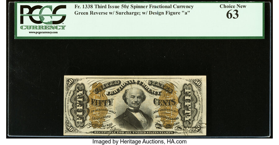 image for: Fr. 1338 50¢ Third Issue Spinner PCGS Choice New 63....