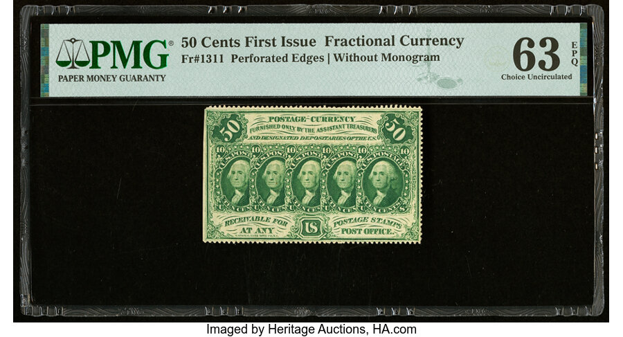 image for: Fr. 1311 50¢ First Issue PMG Choice Uncirculated 63 EPQ....