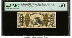 image for: Fr. 1344 50¢ Third Issue Justice PMG About Uncirculated 50....