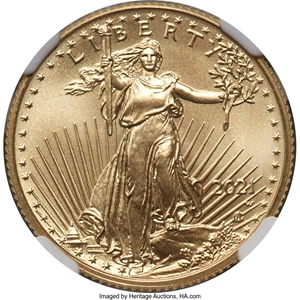 image for: 2021-W $10 Quarter Ounce Gold Eagle, Type Two, Unfinished Proof Dies, MS70 NGC....