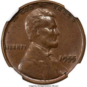image for: 1955 1C Doubled Die Obverse, FS-101, MS62 Brown NGC. CAC....