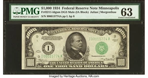 image for: Fr. 2211-I $1,000 1934 Federal Reserve Note. PMG Choice Uncirculated 63....