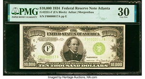 image for: Fr. 2231-F $10,000 1934 Federal Reserve Note. PMG Very Fine 30....
