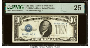 image for: Fr. 1700 $10 1933 Silver Certificate. PMG Very Fine 25....