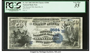 image for: Danville, IL - $50 1882 Date Back Fr. 563 The Second National Bank Ch. # (M)2584 PCGS Very Fine 35....