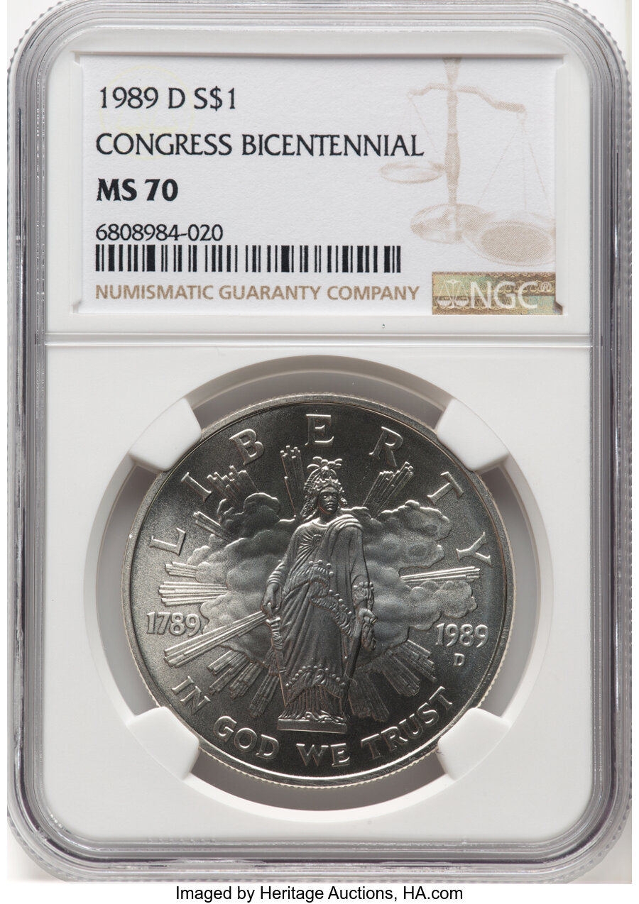 1989 D Congress Bicentennial Silver dollar MS Values | Greysheet