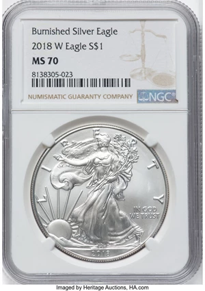 image for: 2018-W $1 Silver Eagle, Burnished, MS70 NGC....