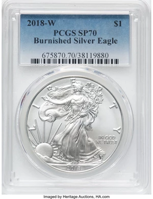 image for: 2018-W $1 Silver Eagle, Burnished, SP70 PCGS....