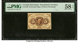 image for: Fr. 1229 5¢ First Issue PMG Choice About Unc 58 EPQ....