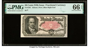 image for: Fr. 1381 50¢ Fifth Issue PMG Gem Uncirculated 66 EPQ....