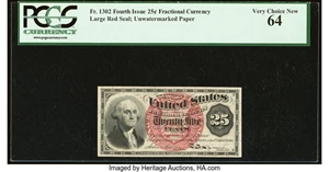 image for: Fr. 1302 25¢ Fourth Issue PCGS Very Choice New 64....