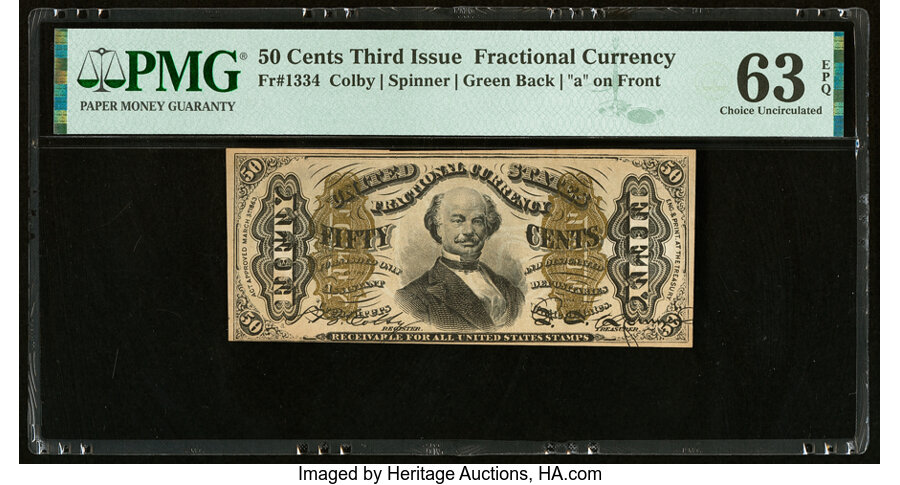 image for: Fr. 1334 50¢ Third Issue Spinner PMG Choice Uncirculated 63 EPQ....
