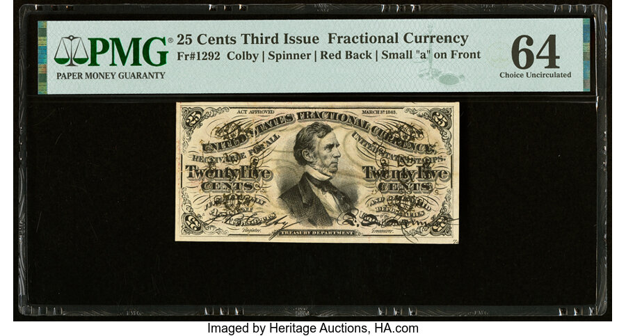 image for: Fr. 1292 25¢ Third Issue PMG Choice Uncirculated 64....