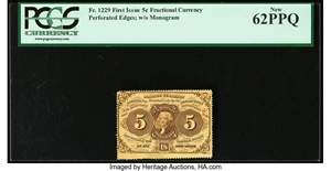 image for: Fr. 1229 5¢ First Issue PCGS New 62PPQ....
