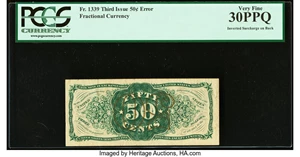 image for: Fr. 1339 Milton 3R50.21h Inverted Back Surcharge 50¢ Third Issue Spinner Type II PCGS Very Fine 30PPQ....