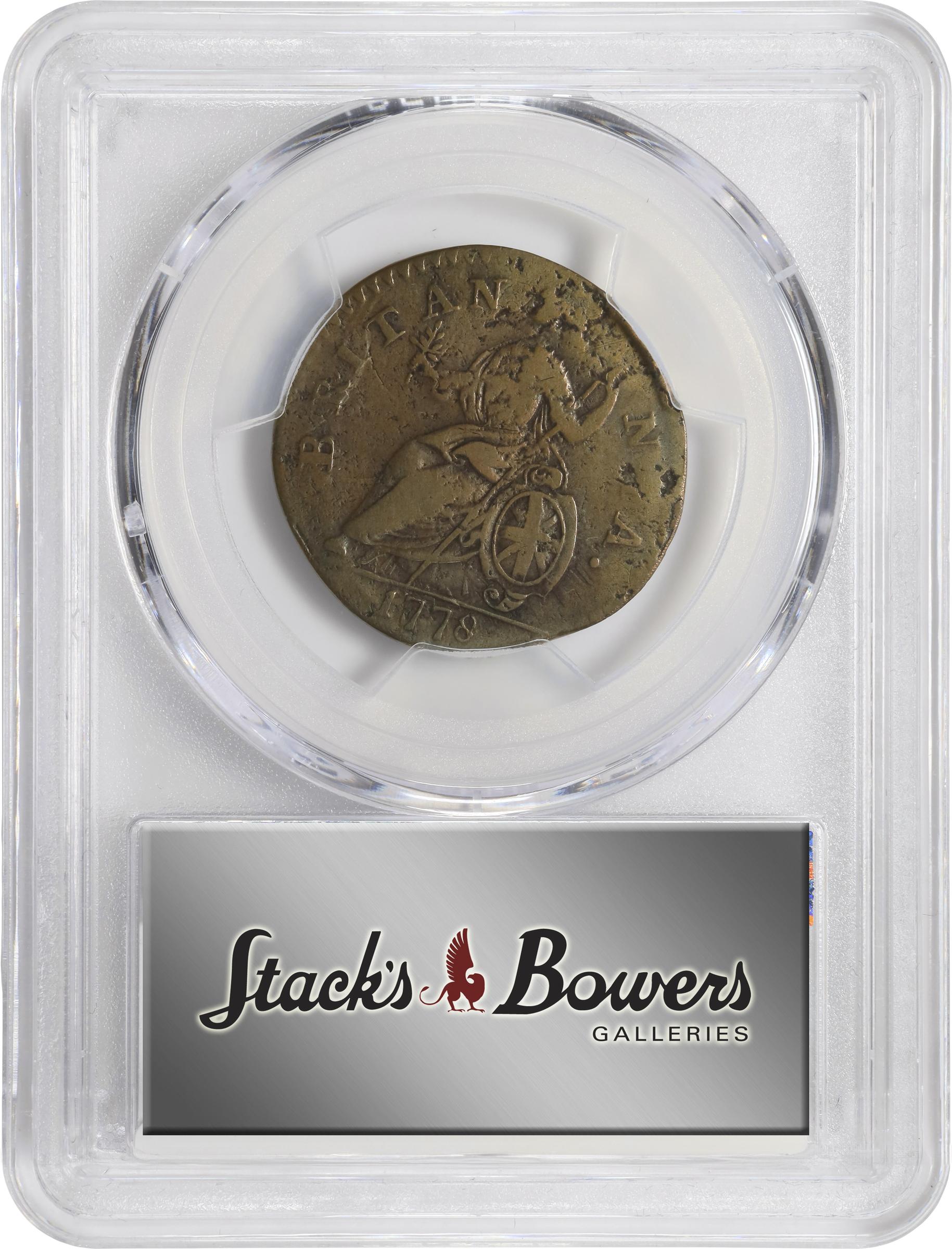 image for: 1778 Machin's Mills Halfpenny. Vlack 12-78B, W-7830. Rarity-3. GEORGIVS III, Group III. VF Details--Edge Repaired (PCGS).