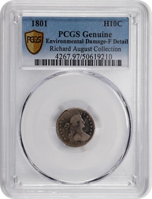image for: 1801 Draped Bust Half Dime. LM-2. Rarity-4. Fine Details--Environmental Damage (PCGS).