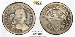 image for: 1801 Draped Bust Half Dime. LM-2. Rarity-4. Fine Details--Environmental Damage (PCGS).