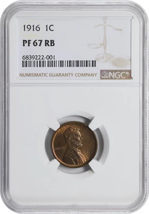 image for: 1916 Lincoln Cent. Proof-67 RB (NGC).