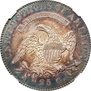 image for: 1820 Capped Bust Quarter. B-2. Rarity-2. Large 0. MS-61 (NGC).