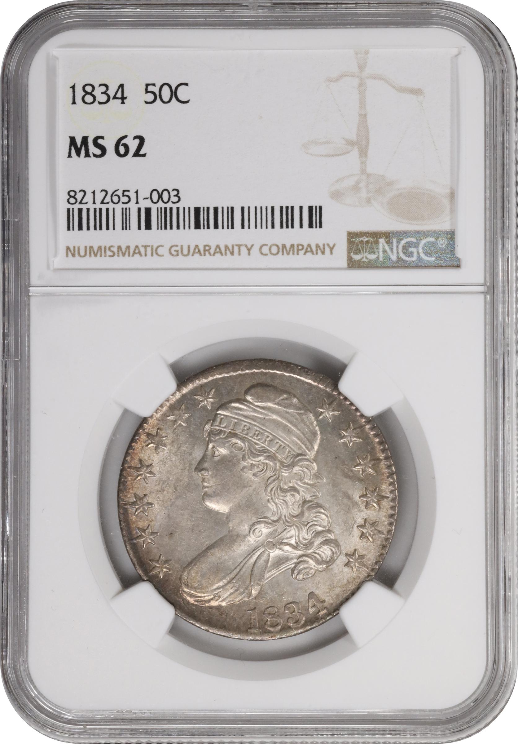 1834 50c Large Date, Large Letters MS67 CAC thumbnail 12