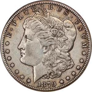 image for: 1879-CC Morgan Silver Dollar. VAM-3. Top 100 Variety. Capped Die. EF-45 (ANACS). OH.