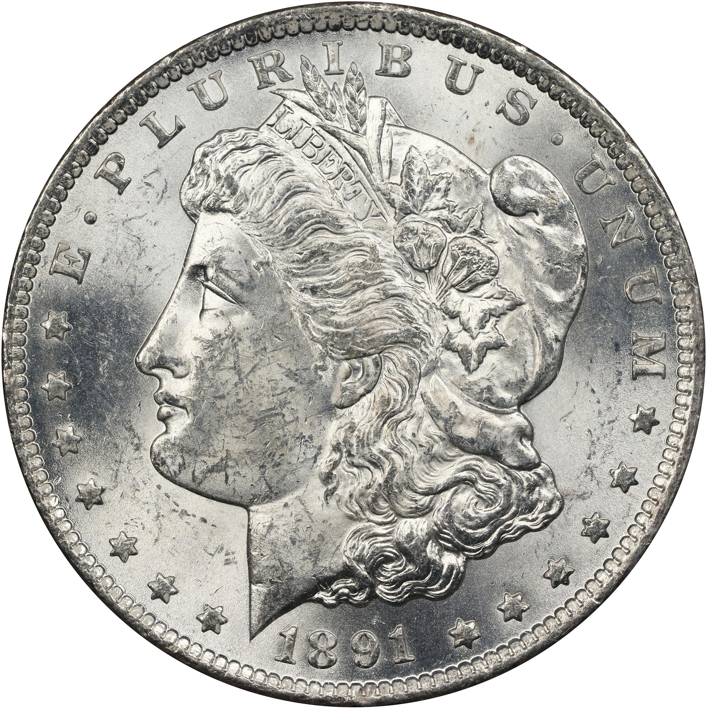 image for: 1891-CC GSA Morgan Silver Dollar. VAM-3. Top 100 Variety. Spitting Eagle. MS-62 (NGC).