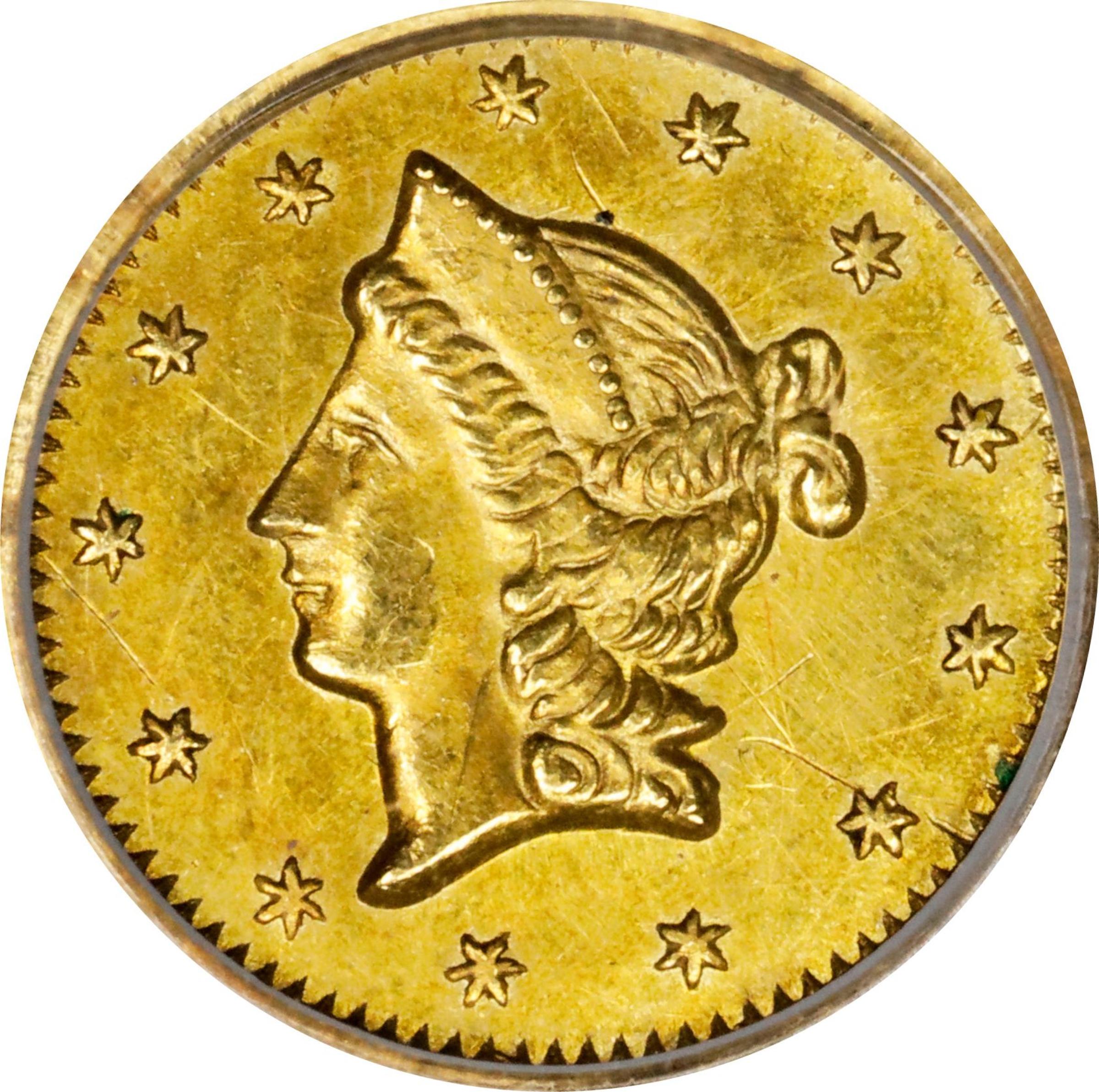 image for: 1853 Round 50 Cents. BG-428. Rarity-3. Liberty Head. MS-60 (PCGS). OGH Generation 3.1.