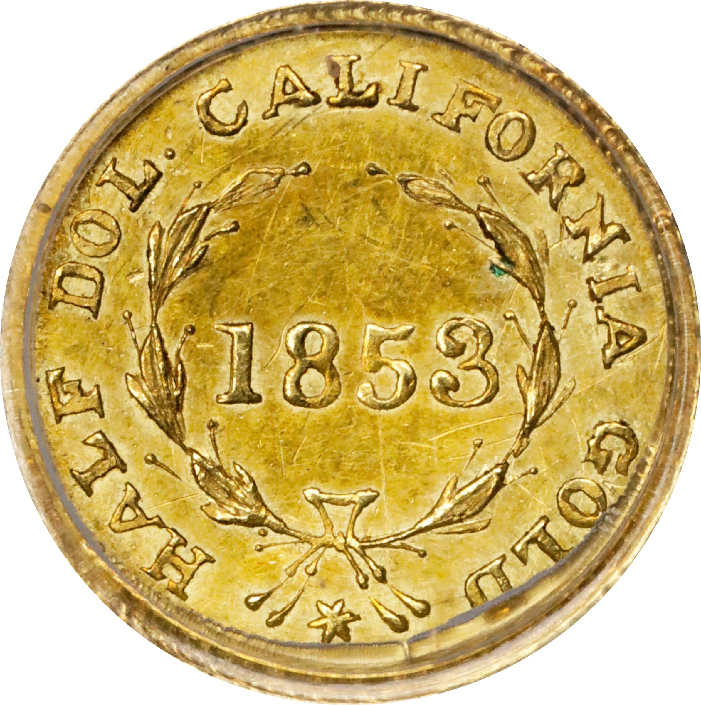 image for: 1853 Round 50 Cents. BG-428. Rarity-3. Liberty Head. MS-60 (PCGS). OGH Generation 3.1.