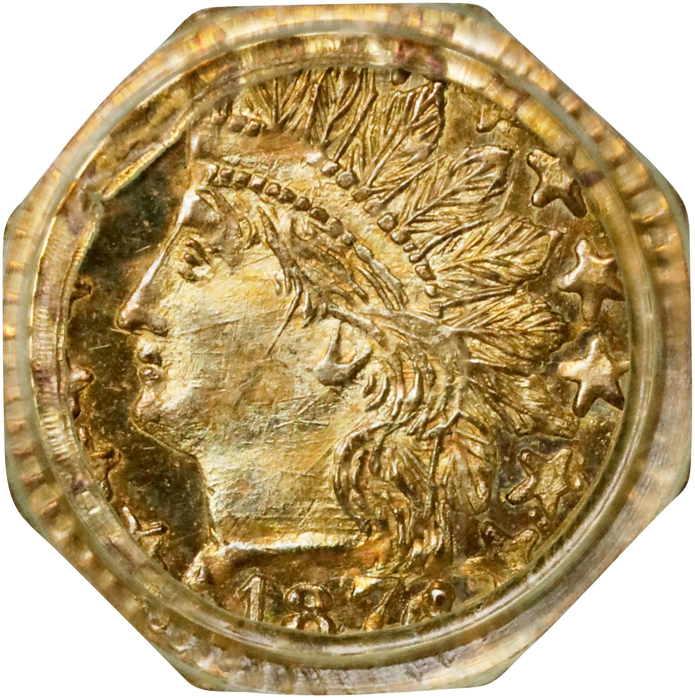 image for: 1878/6 Octagonal 25 Cents. BG-799G. Rarity-5. Indian Head. MS-64 (PCGS). OGH Generation 3.0.