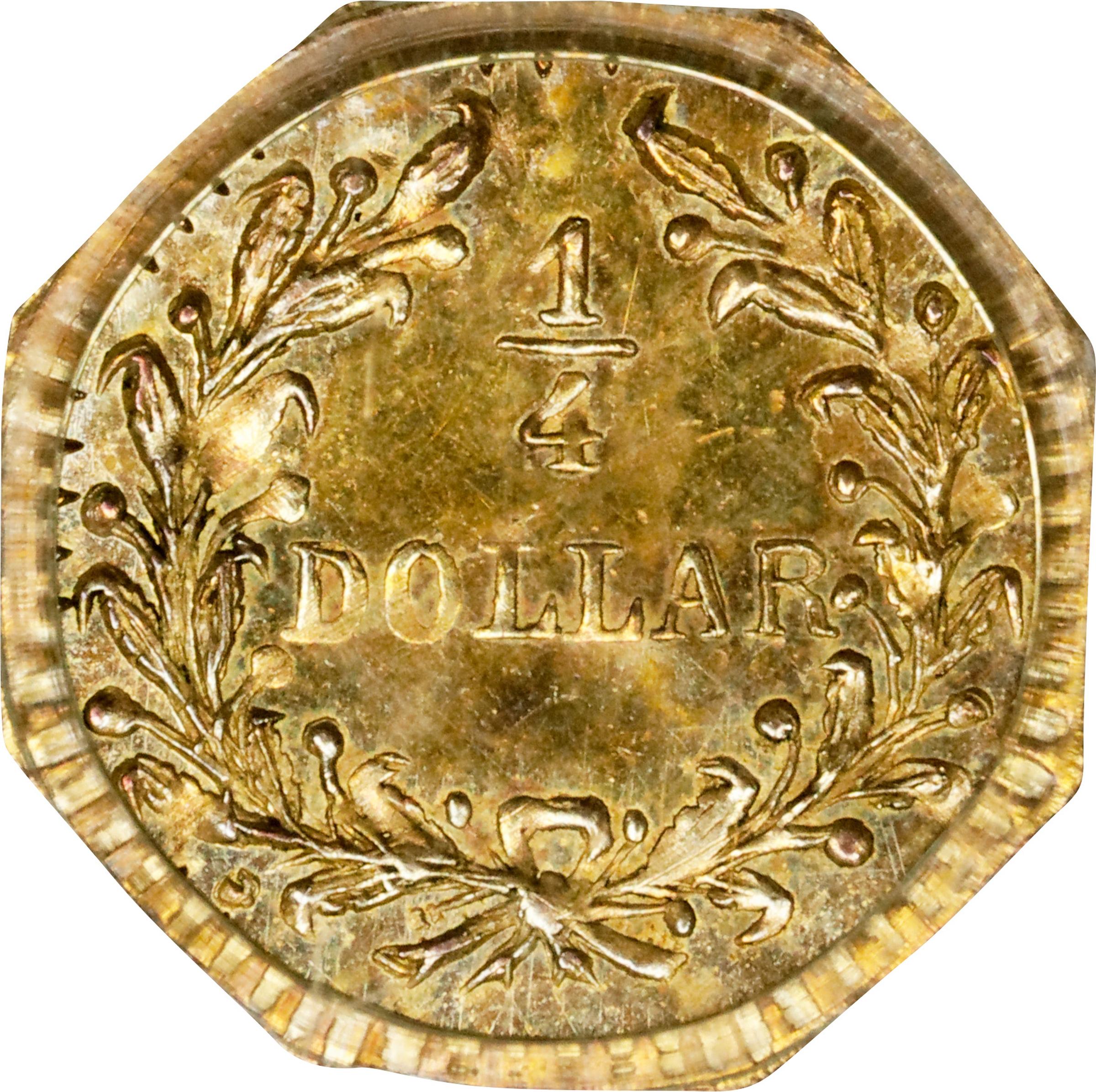 image for: 1878/6 Octagonal 25 Cents. BG-799G. Rarity-5. Indian Head. MS-64 (PCGS). OGH Generation 3.0.