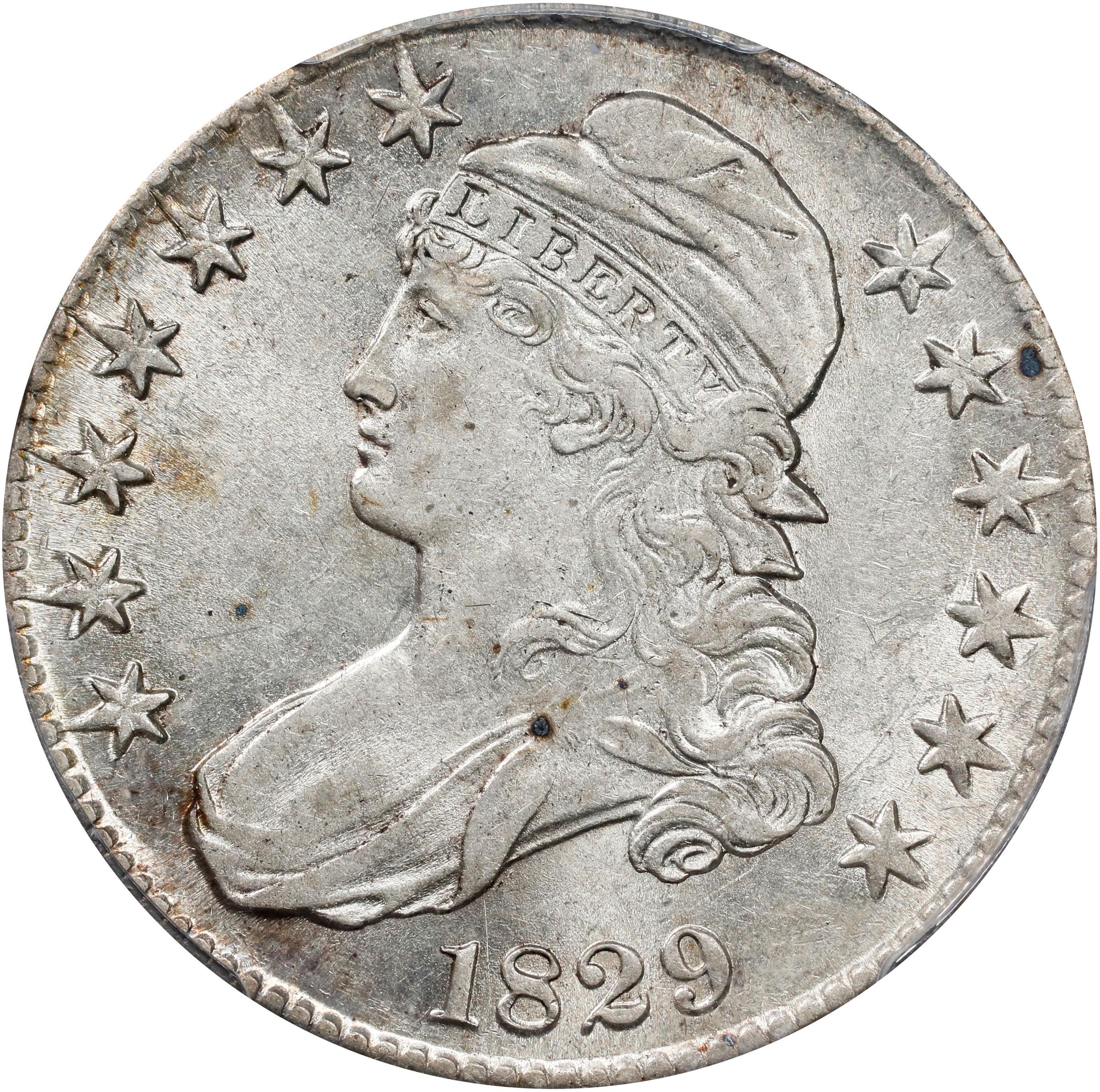 image for: 1829 Capped Bust Half Dollar. O-105a. Rarity-2. Small Letters. AU-55 (PCGS).