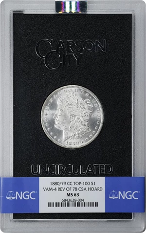 image for: 1880/79-CC GSA Morgan Silver Dollar. Reverse of 1878. VAM-4. Top 100 Variety. MS-63 (NGC).