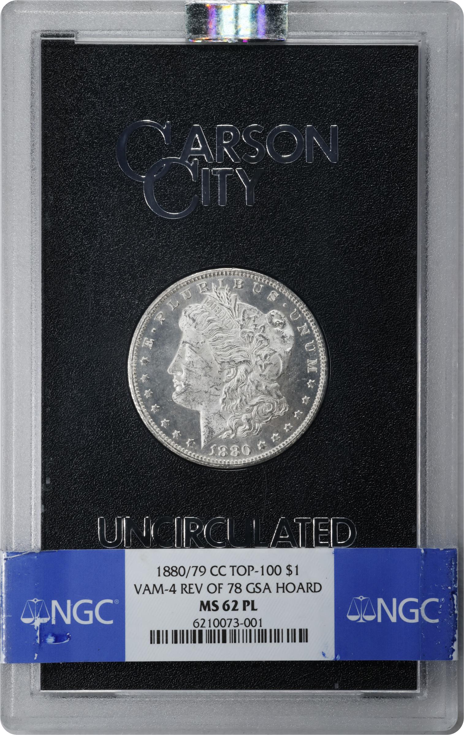 image for: 1880/79-CC GSA Morgan Silver Dollar. Reverse of 1878. VAM-4. Top 100 Variety. MS-62 PL (NGC).