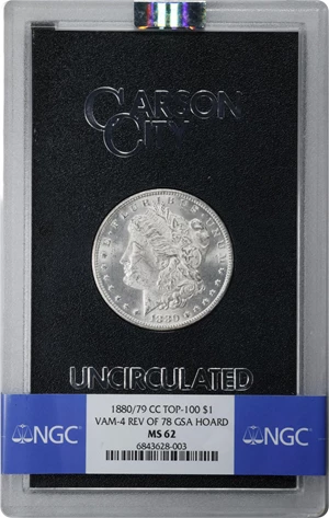 image for: 1880/79-CC GSA Morgan Silver Dollar. Reverse of 1878. VAM-4. Top 100 Variety. MS-62 (NGC).