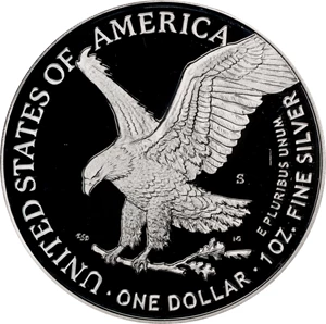 image for: 2021-S Silver Eagle. Type II, Eagle Landing. First Strike. Proof-70 Deep Cameo (PCGS).