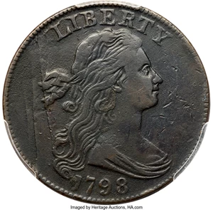 image for: 1798 1C First Hair Style, S-159, B-18, R.3, VF25 PCGS....