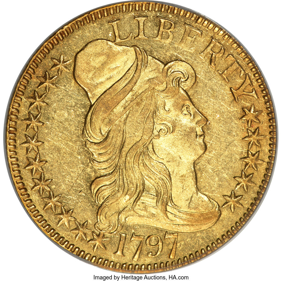 image for: 1797 $5 Small Eagle, 16 Stars, BD-3, R.6, MS61 PCGS....