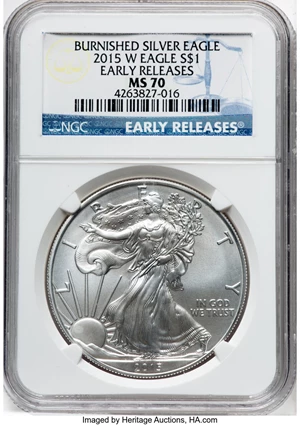 image for: 2015-W $1 Silver Eagle, Burnished, Early Releases, MS70 NGC....