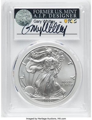 image for: 2020-S $1 Silver Eagle, Emergency Issue Struck at San Francisco, First Day of Issue, MS70 PCGS. Authentic Hand-Signed, Gary...