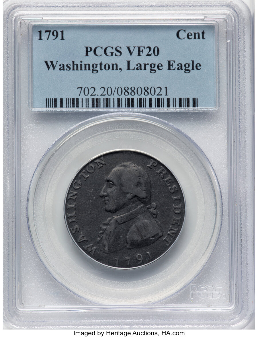 image for: 1791 Washington Large Eagle Cent VF20 PCGS. Baker-15, W-10610, GW-15, R.2....