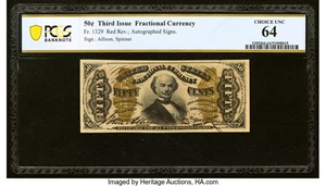 image for: Fr. 1329 50¢ Third Issue Spinner PCGS Banknote Choice Unc 64....