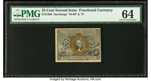 image for: Fr. 1286 25¢ Second Issue PMG Choice Uncirculated 64....