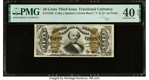 image for: Fr. 1336 50¢ Third Issue Spinner PMG Extremely Fine 40 EPQ....